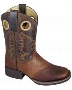 Smoky Mountain Boys' Luke Western Boots - Square Toe Brown
