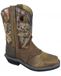 Smoky Mountain Youth Boys' Pawnee Camo Western Boots - Square Toe Brown
